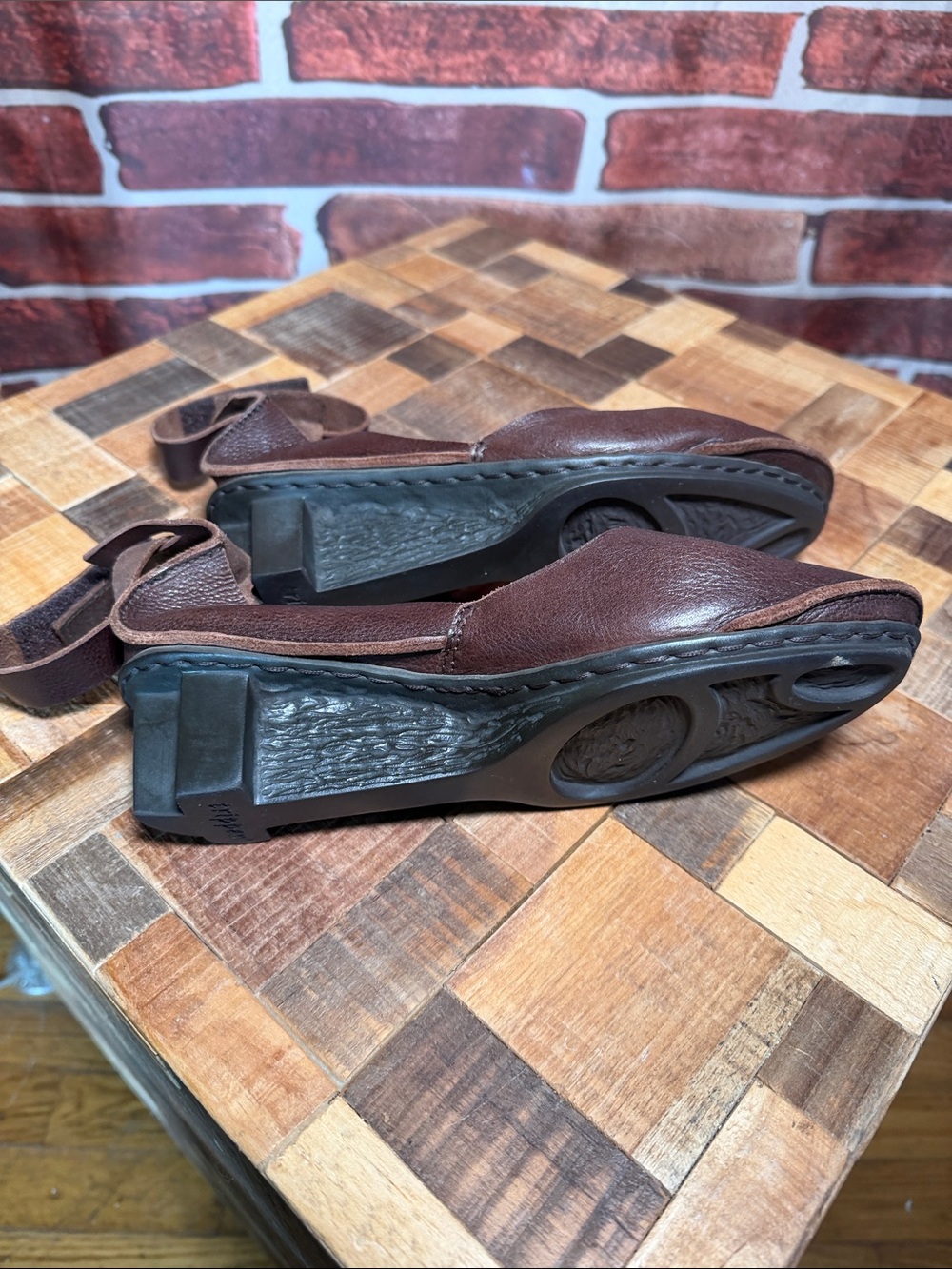 🥿 Trippen Brown Leather Platform Slingback Heels EU 38 (8 US) Germany - Picture 7 of 9